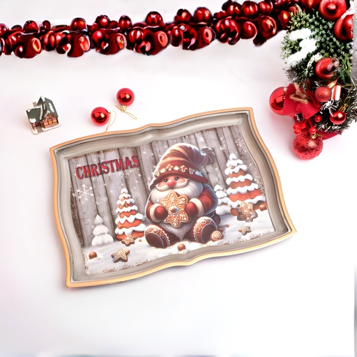 [PLMA11] 360 HOME CHRISTMAS TRAY RECTANGLE 43*32*2.5CM SANTA WITH COOKIE STAR IN HAND