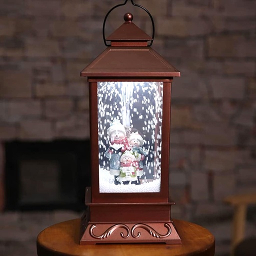 [CH25-LAN2-A] 360 HOME CHRISTMAS LANTERN LIGHTHOUSE 18*18*41CM BRONZE + THREE SOWMEN