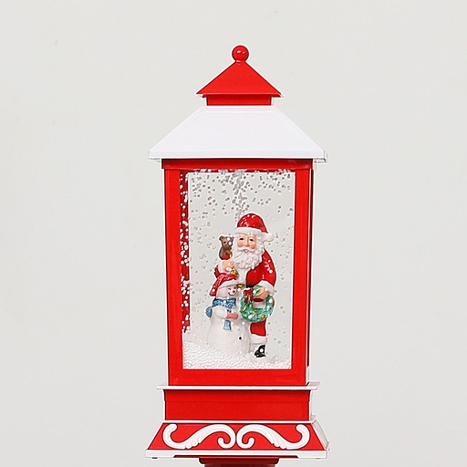 [CH25-LAN8] 360 HOME CHRISTMAS LANTERN LIGHTHOUSE 18*18*41CM RED &WHITE +OLD MAN HOLDING SNOWMAN