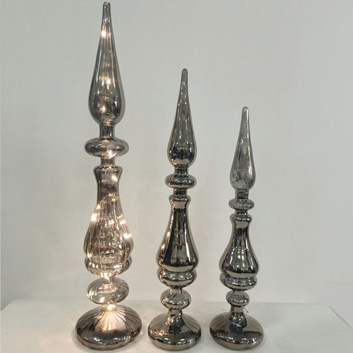 [TRELIG2] 360 HOME CHRISTMAS DECORATION 11*11*49CM grey  table decoration with LED light  AAx3pcs(not including battery)