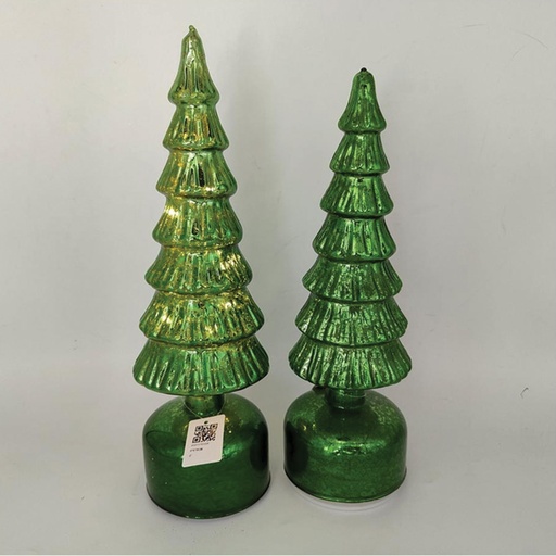 [TRELIG8] 360 HOME CHRISTMAS DECORATION 10*10*32CM Rotating dark green  tree with LED light  AAx3pcs(not including battery)