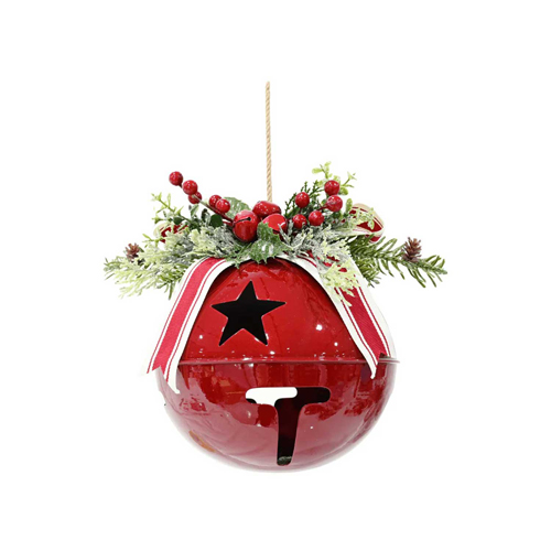 [CHSUN2] 360 HOME CHRISTMAS DECORATION 7.25"X7.25"X10.5" 150MM Bell Hanging Ornament-Transparent Red