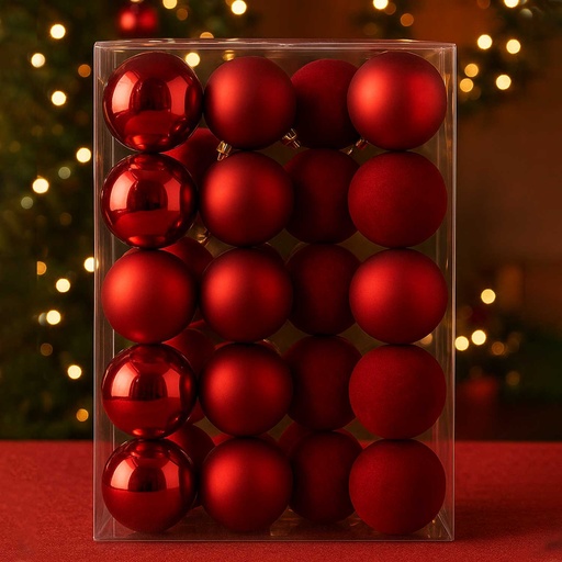 [BOPVC3] 360 HOME CHRISTMAS DECORATION PLASTIC BALL 10cm*20pcs,5shiny5matt5pearl5velvert