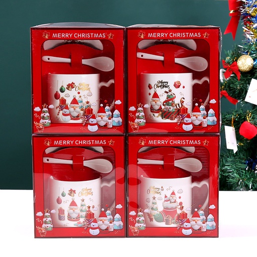 [CH25MUG16] 360 HOME CHRISTMAS MUG CERAMIC SET 301-400ML+LID+SPOON-A60