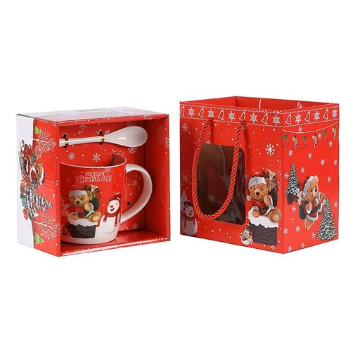 [CH25MUG19] 360 HOME CHRISTMAS MUG CERAMIC 301-400ML SANTA CLAUS +SPOON+HANDBAG
