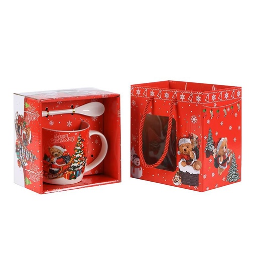 [CH25MUG20] 360 HOME CHRISTMAS MUG CERAMIC 301-400ML SANTA CLAUS +SPOON+HANDBAG