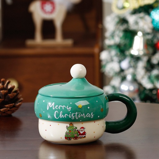 [CH25MUG61] 360 HOME CHRISTMAS MUG CERAMIC TREE 301-400ML WITH FUN HAT SHAPED