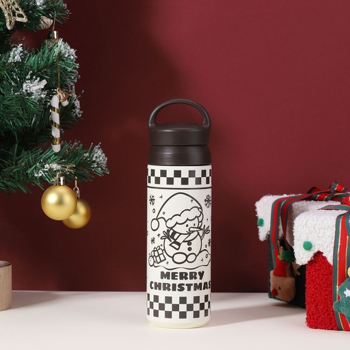 [CH25MUG70] 360 HOME CHRISTMAS THERMOS STAINLESS STEEL 500ML BLACK EASY HANDLED LID
