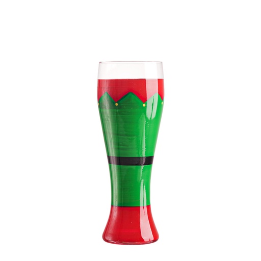 [CH25MUG90] 360 HOME CHRISTMAS BEER GLASS 301-400ML SANTA CLOTHES GREEN HAND PAINTED