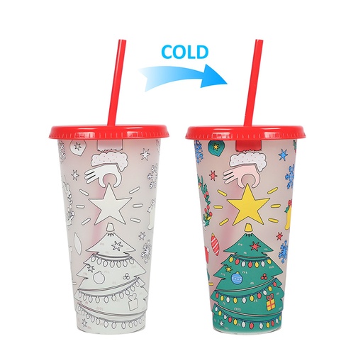 [CH25MUG95] 360 HOME CHRISTMAS MUG PLASTIC WITH LID & STRAW 701-800ML CHRISTMAS TREE CUP RED