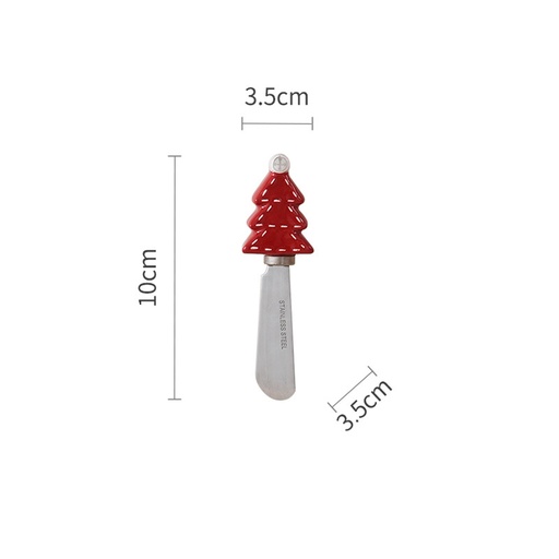 [CH25MUG99] 360 HOME CHRISTMAS BUTTER KNIFE STAINLESS STEEL RED CERAMIC TREE