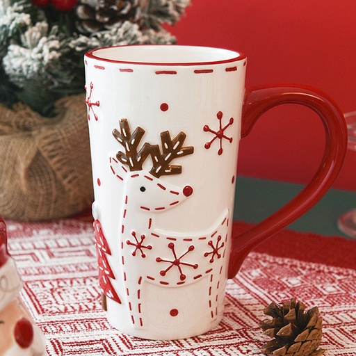 [CH25MUG101] 360 HOME CHRISTMAS MUG CERAMIC HIGH CUP 550ML 15*16.1* 9.2CM