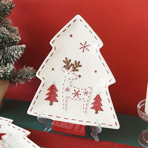 [CH25MUG104] 360 HOME CHRISTMAS PLATE WHITE TREE DISC - LARGE 27THIS 27.3*22.5* 2.3CM