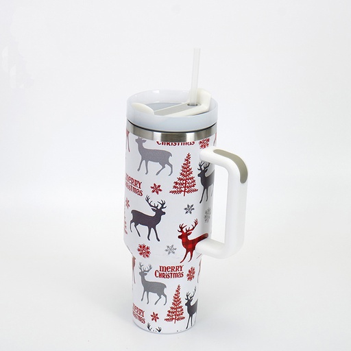 [CH25MUG114] 360 HOME CHRISTMAS MUG 1200ML SECURE LID+STRAW WHITE