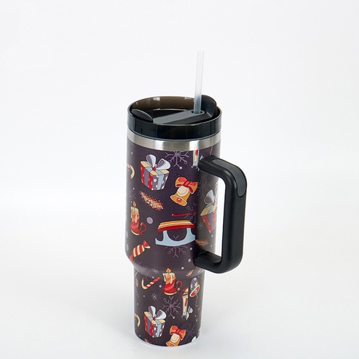 [CH25MUG115] 360 HOME CHRISTMAS MUG 1200ML SECURE LID+STRAW BLACK