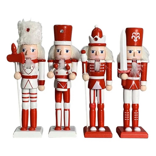 [NUTC-5] 360 HOME CHRISTMAS NUTCRACKER FIGURINE WOODEN 4.5*4.5*18CM RED & WHITE COLORS