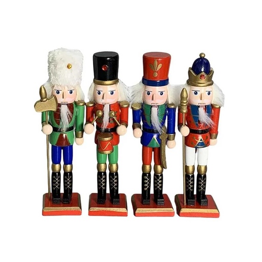 [NUTC-6] 360 HOME CHRISTMAS NUTCRACKER FIGURINE WOODEN 4.5*4.5*18CM FESTIVE HOLIDAY COLORS