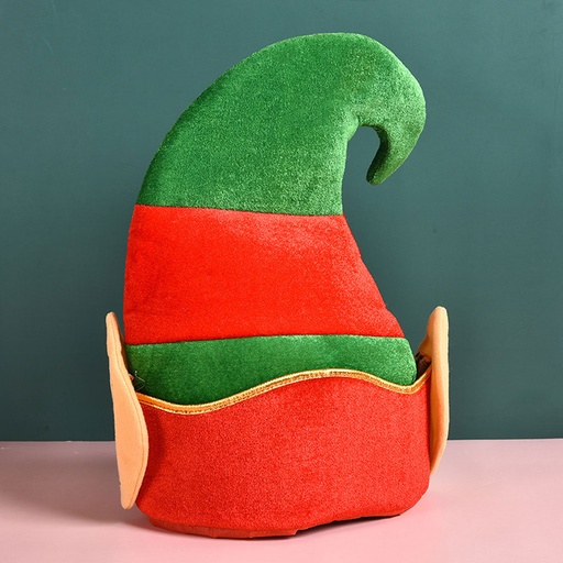 [CHRHT-2] 360 HOME CHRISTMAS HAT GREEN TOP RED MIDDLE YELLOW EAR FELT FABRIC 