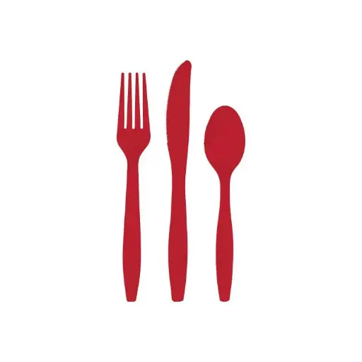 [CHESS7] 360 HOME CHRISTMAS FORKS PLASTIC DISPOSABLE RED 10PCS 