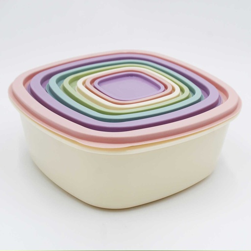 [FDSTO12] 360 HOME FOOD STORAGE BOX COLORED PLASTIC  SET 7 PCS