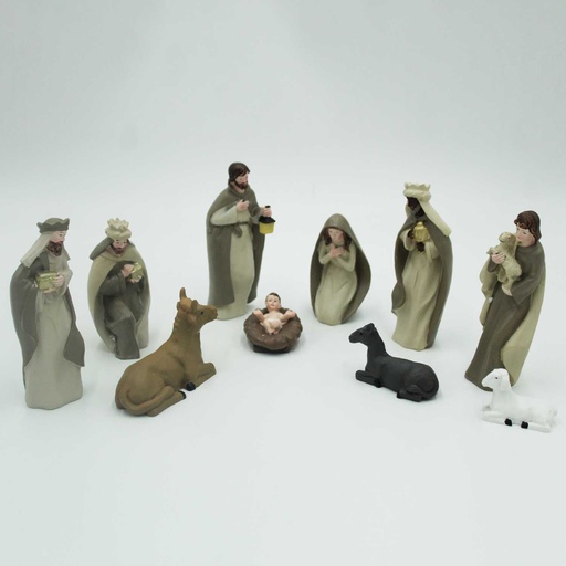 [CHCAV2] 360 HOME NATIVITY SCENE RESINE MUTED COLOR PALETTE SHADES OF BEIGE & BROWN 13CM