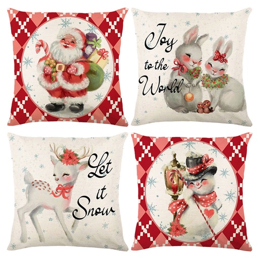 [CHPLC2] 360 HOME CHRISTMAS PILLOW COVER 45*45CM POLYESTER VINTAGE STYLE ILLUSTRATIONS