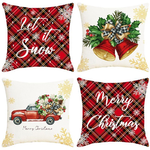 [CHPLC7] 360 HOME CHRISTMAS PILLOW COVER 45*45CM POLYESTER RUSTIC AND FESTIVE LOOK RED & WHITE BACKGROUND 