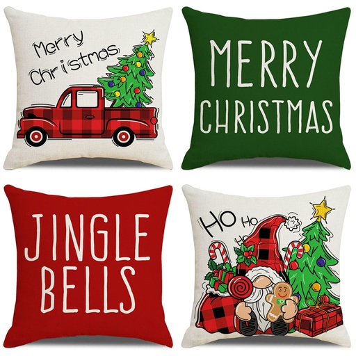 [CHPLC9] 360 HOME CHRISTMAS PILLOW COVER 45*45CM POLYESTER MERRY CHRISTMAS & JINGLE BELLS TEXT