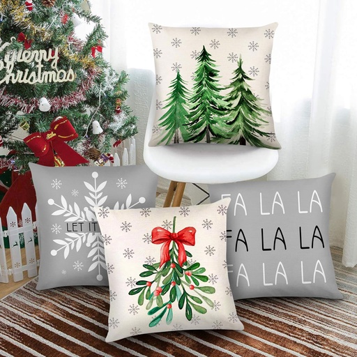 [CHPLC16] 360 HOME CHRISTMAS PILLOW COVER 45*45CM POLYESTER WHITE & GREY BACKGROUNDS 