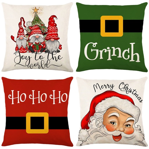 [CHPLC18] 360 HOME CHRISTMAS PILLOW COVER 45*45CM POLYESTER JOY TO THE WORLD & GRINCH DESIGNS
