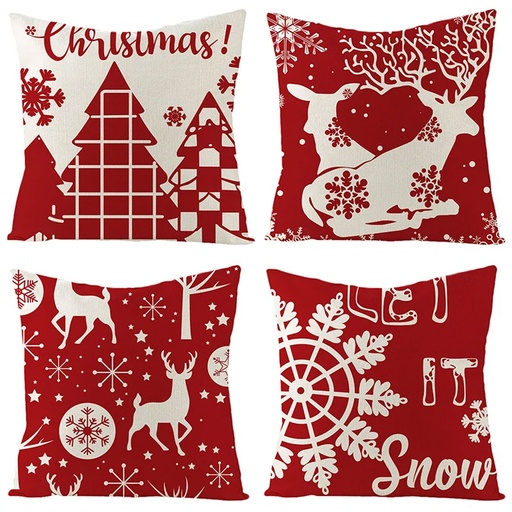 [CHPLC19] 360 HOME CHRISTMAS PILLOW COVER 45*45CM POLYESTER RED & WHITE PRINTS