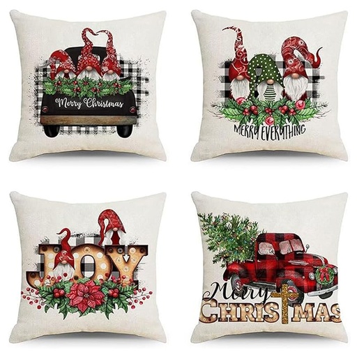 [CHPLC26] 360 HOME CHRISTMAS PILLOW COVER 45*45CM POLYESTER FESTIVE DESIGNS GNOME CHARACTERS