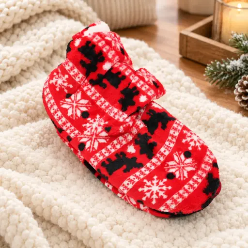 [COZS1] 360 COTTON SLIPPER SOCKS FLEECE 26CM KNIT PATTERN FLUFFY INNER