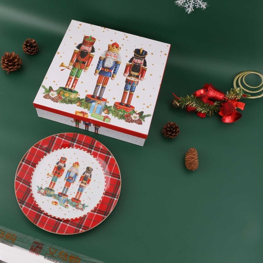 [CH25-PP1] 360 HOME CHRISTMAS PLATE DESSERT CERAMIC 7.5"6PCS NUTCRACKERS PATTERN