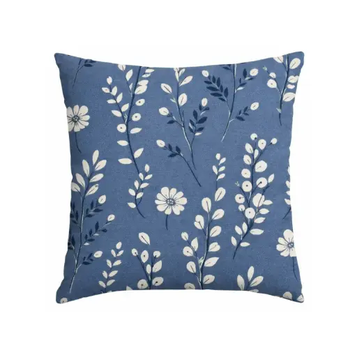 [EAPLC5] 360 HOME EASTER PILLOW CASE 45*45CM BLUE JEANS BACKGROUND+WHITE FLOWERS