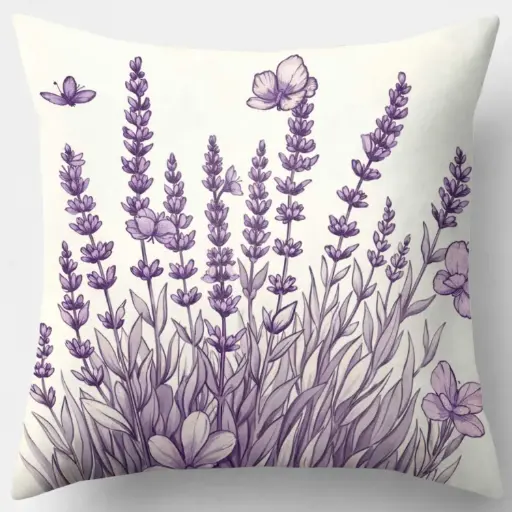 [EAPLC7] 360 HOME EASTER PILLOW CASE 45*45CM OFF-WHITE BACKGROUND+LAVENDER