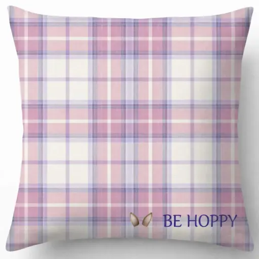 [EAPLC10] 360 HOME EASTER PILLOW CASE 45*45CM PASTEL PLAID PATTERN