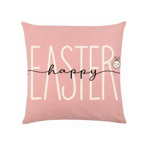 [EAPLC20] 360 HOME EASTER PILLOW CASE 45*45CM PINK BACKGROUND HAPPY EASTER
