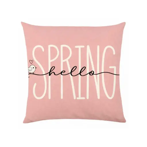 [EAPLC21] 360 HOME EASTER PILLOW CASE 45*45CM PINK BACKGROUND HELLO SPRING