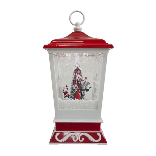 [CH25-LAN17] 360 HOME LANTERN CHRISTMAS RED &WHITE 20*20*40CM 