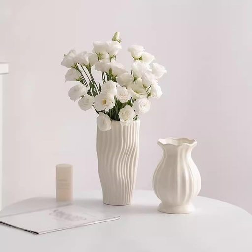 [VASE42-40] 360 HOME VASE CERAMIC STRIPED PLAIN BLUE