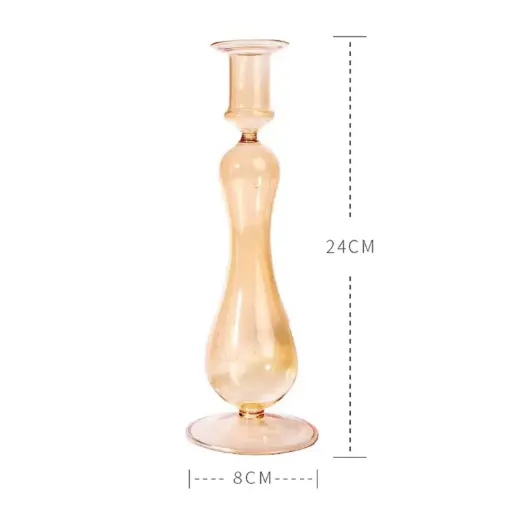 [VASE42-28] 360 HOME CANDLESTICK GLASS 8*24CM AMBER