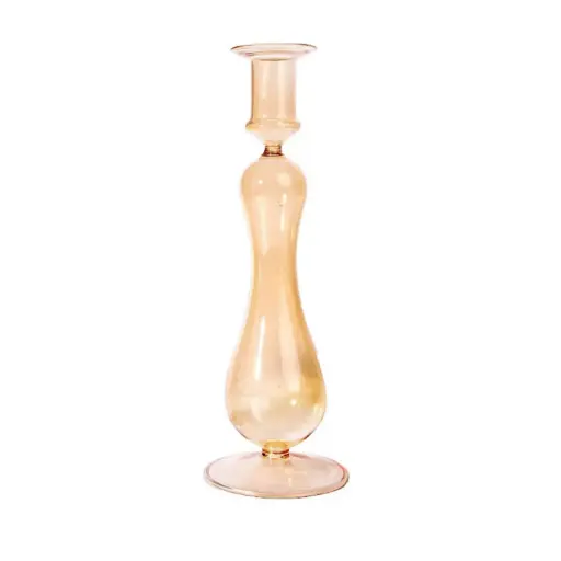[VASE42-28] 360 HOME CANDLESTICK GLASS 8*24CM AMBER