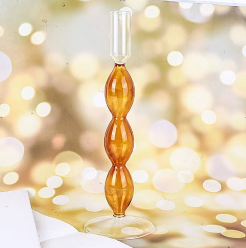 [VASE42-14] 360 HOME CANDLESTICK GLASS 8*24 VINTAGE ORANGE