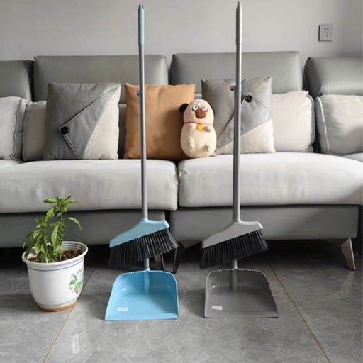 [BROOM2] 360 HOME BROOM 80*28CM & DUSTPAN 73*26CM SET 374GRS SET BLUE, GRAY