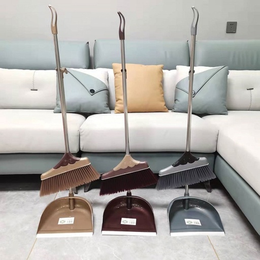 [BROOM5] 360 HOME BROOM 90*30CM & DUSTPAN 82*26.5CM SET BROWN, TAUPE, GRAY