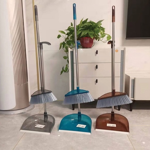 [BROOM6] 360 HOME BROOM 92*31CM & DUSTPAN 88*26.5CM 510GRS SET GRAY, BLUE , BROWN