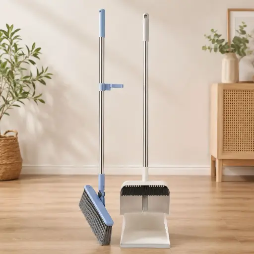 [BROOM8] 360 HOME BROOM 88*28CM & DUSTPAN 90*26CM  SET BLUE, WHITE