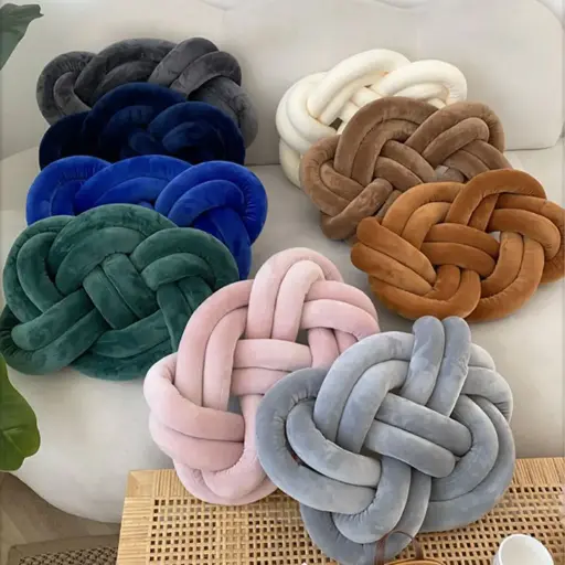[ALPILO5] 360 HOME CUSHION KNOT SHAPED 45*35cm GREY, GREEN KNOTS