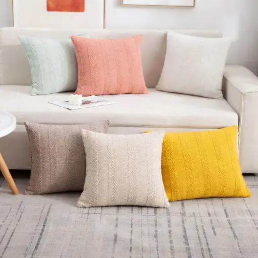 [ALPILO10] 360 HOME CUSHION 45*45cm WHITE, GREY WOVEN PATTERN